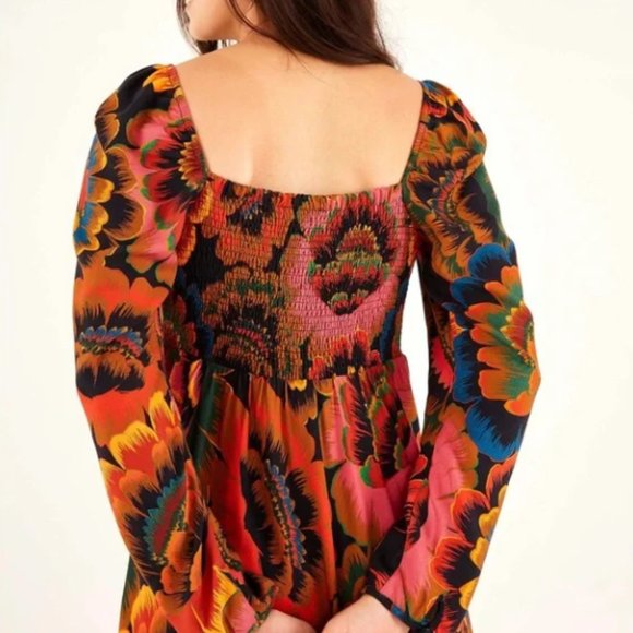 Farm Rio Flowers Midi Dress Medium NWT - Picture 7 of 9